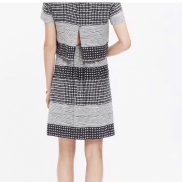 Madewell Black & White 100% Silk Overlay Dress - Picture 2 of 5